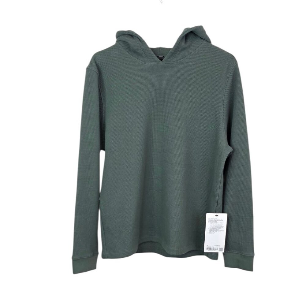 Lululemon Men's Cotton Blend Waffle Knit Hoodie, Pullover, Green, Size Small